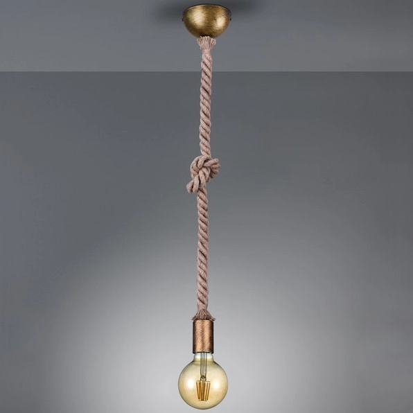 Marynistyczna LAMPA wisząca ROPE 310100104 Trio metalowa OPRAWA zwis lina patyna beżowa