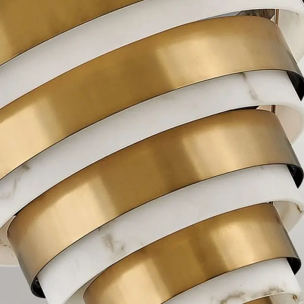 Żyrandol do salonu Echelon QN-ECHELON-4P pierścienie mosiądz biały