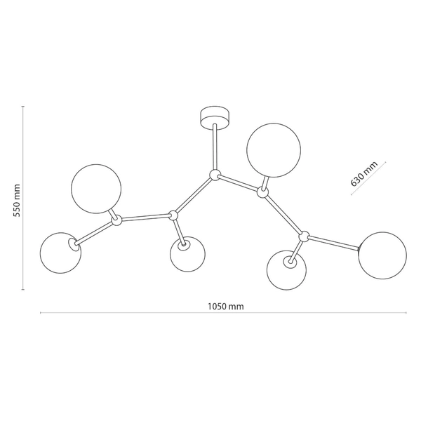 Lampa sufitowa molekułowa Fairy 3532 TK Lighting mleczne kule złota
