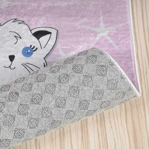 Prostokątny dywan dziecięcy Dziewczynka z kotkiem 322722 różowy