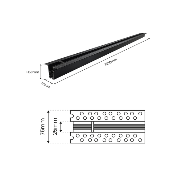 Szyna podtynkowa 1,5m listwa Magnetic Track ML6631 magnetyczny czarny