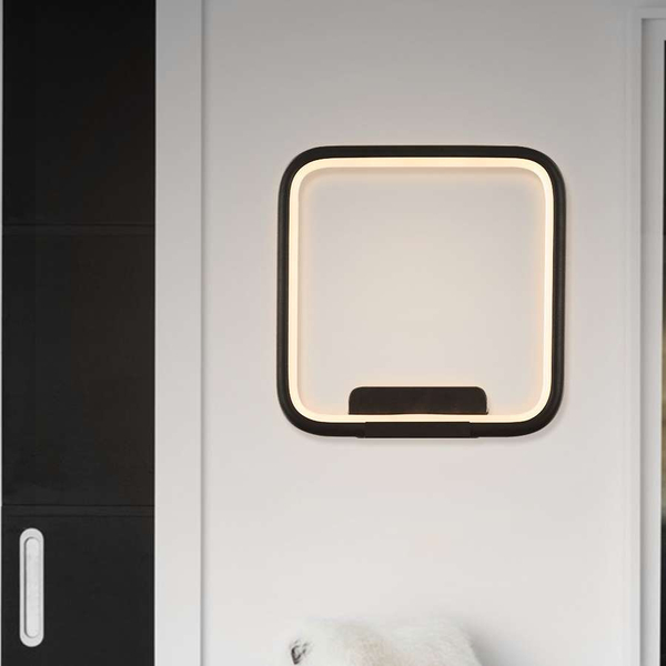 Kinkiet LAMPA ścienna MDECO SLIM/000103/3000/B kwadratowa OPRAWA metalowa LED 20W 3000K ramka czarna
