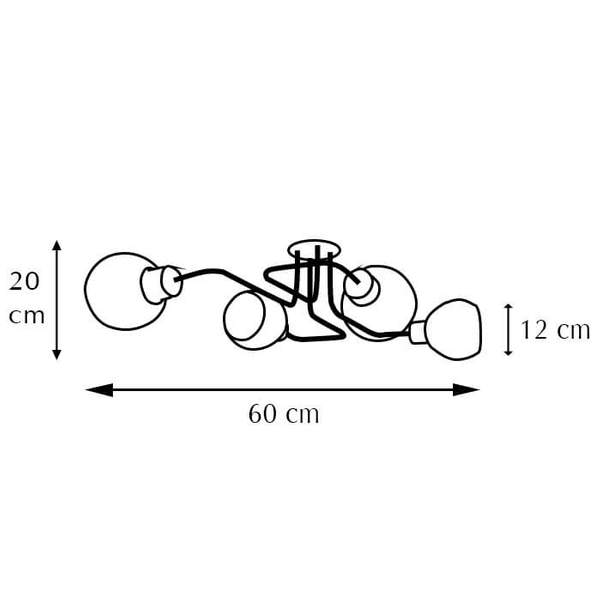 Loftowa lampa sufitowa 3040/4 BL 21QG kule czarna mosiądz