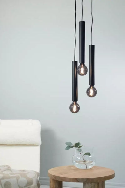 Wisząca lampa jadalniana Sencillo czarne tuby nad stół