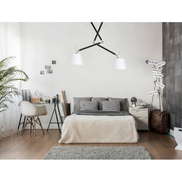 2-płomienna lampa wisząca Zyta do jadalni czarna biała