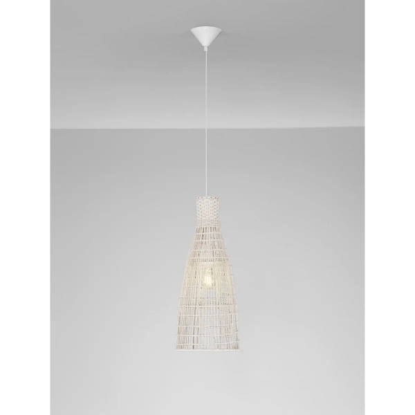 Ratanowa lampa wisząca boho GALIRIO LE45367 skandynawska biała