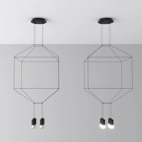 Ażurowy zwis Linea ST-5961-4 Step geometryczny na wyspę czarny