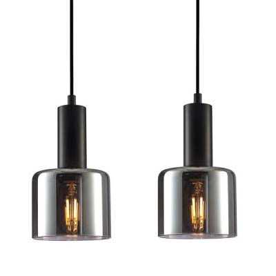 Skandynawska lampa wisząca Santia PND-65342-3-BK+SG loftowa czarna przydymiona hol
