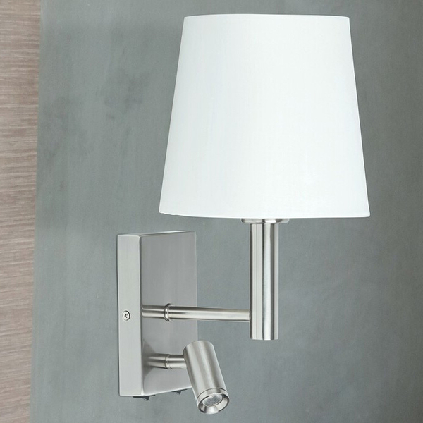 Kinkiet LAMPA ścienna HARVEY 6539 Rabalux abażurowa OPRAWA regulowany reflektorek LED 3W 2800K tuba do czytania satyna