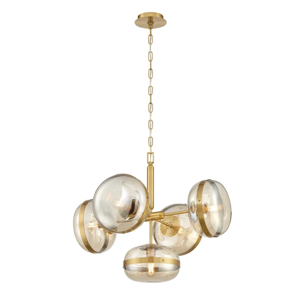 Lampa wisząca Nottingham QN-NOTTINGHAM-5P-AB retro złoty przezroczysty