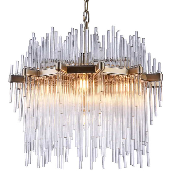 Glamour LAMPA wisząca REYKJAVIK P07097CP Cosmolight kryształowy ZWIS na łańcuchu szampański