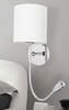 Kinkiet LAMPA ścienna LARKIN 6529 Rabalux abażurowa OPRAWA z peszlem LED 3W 2800K do czytania chrom biała halva