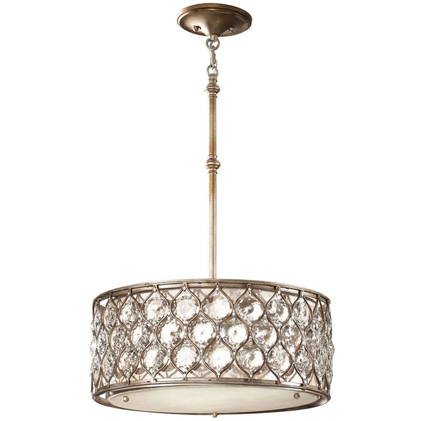 LAMPA wisząca FE-LUCIA-B Elstead FEISS szklana OPRAWA okrągły ZWIS antyczny oksydowane srebro