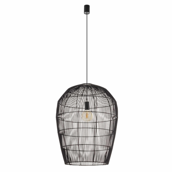 Lampa wisząca Haiti 11168 japandi klatka siatka kosz bambusowa czarna