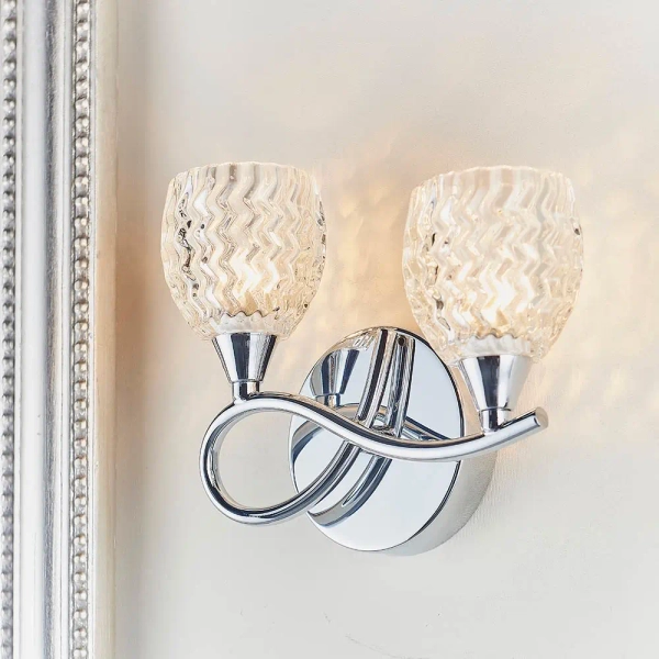 Szklana lampa na ścianę Boyer BOYER-2WBCH-L chrom przezroczysty