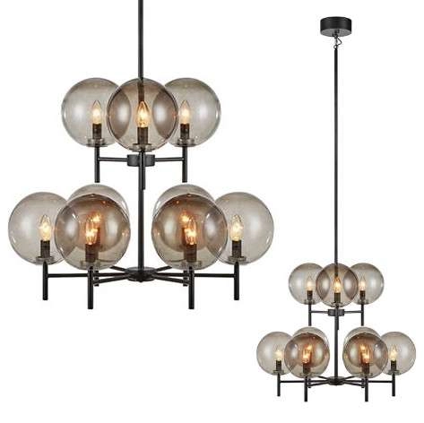 Loftowa LAMPA wisząca CROWN 107921 Markslojd skandynawska OPRAWA żyrandol ZWIS szklane kule balls sticks czarny przydymiony