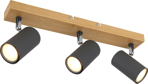 Lampa sufitowa Robby 57911-3G reflektorki grafitowe drewno