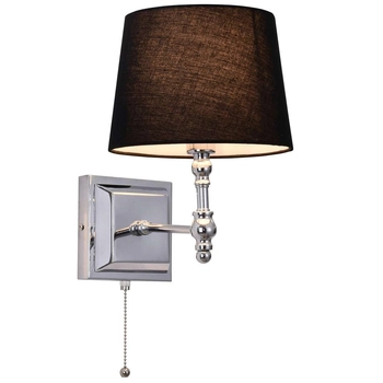 Kinkiet LAMPA ścienna LUNO WL-2021-1 Italux klasyczna OPRAWA abażurowa chrom czarna