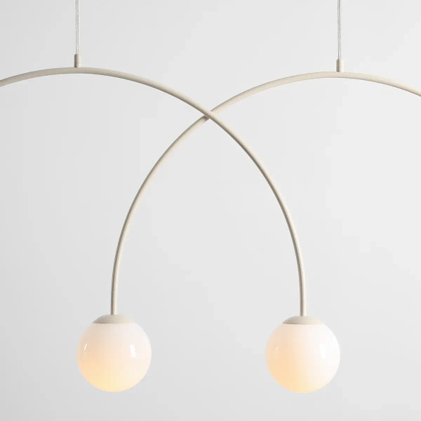 Łukowa lampa wisząca UNA 1116L9_L okrągła szklana beżowa biała