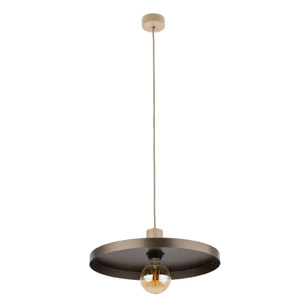 Nad stół wisząca lampa Sila 10758 metalowy abażur brązowy beżowy