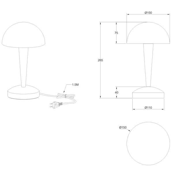Stołowa lampka do sypialni Canaria R59561165 grzybek metalowa kawowa