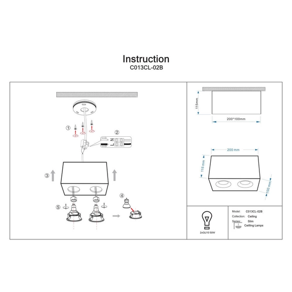 Sufitowa lampa Slim C013CL-02B Maytoni prostokąt do gabinetu czarna