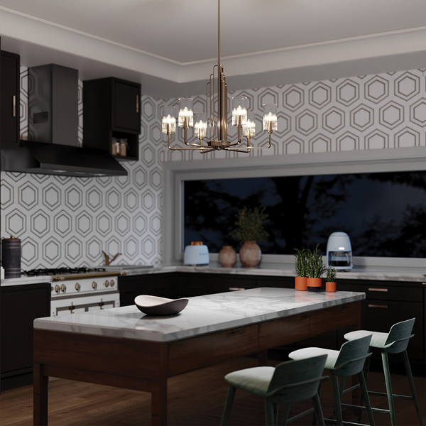 Wisząca lampa QN-KIMROSE6-PN w stylu Art Deco nikiel