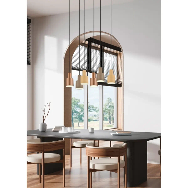 Metalowa lampa wisząca Agudo 319400617 beżowa szara różowa 6xE27
