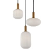 Potrójna wisząca lampa Della PND-31982-3-GD szklana złota biała