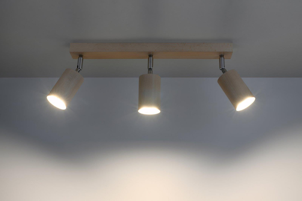 Sufitowa LAMPA ekologiczna SL.0703 drewniana OPRAWA regulowane tuby reflektorki drewniane