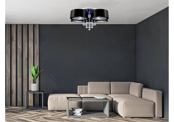 LAMPA sufitowa DRS8006/5 8C LED 300W BL Elem metalowa OPRAWA crystal glamour chrom czarna