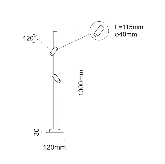 Słupek ogrodowy 2-punktowy Gosen 9910 Shilo reflektorki IP54 antracyt