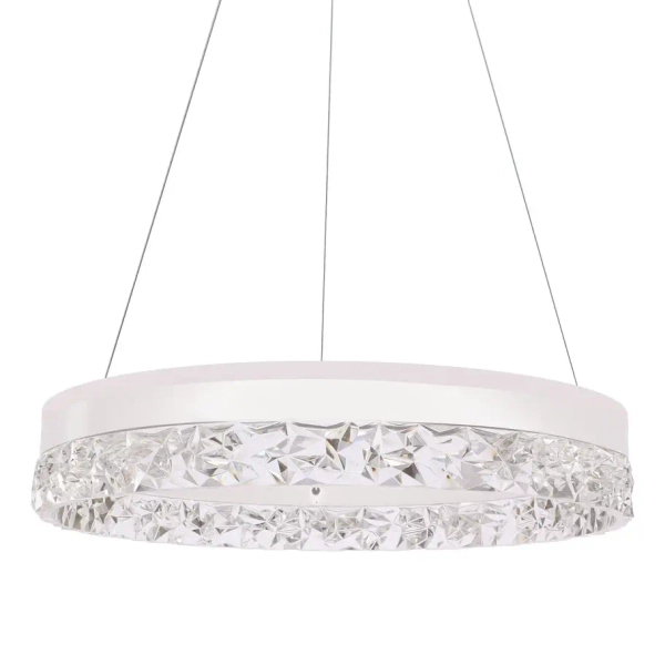 Wisząca lampa ring Frozi 31-35547 LED 32W 3000K kryształowa biała