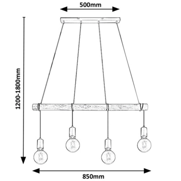 Ekologiczna LAMPA wisząca PABLO 3980 Rabalux drewniana belka ZWIS do kuchni czarny