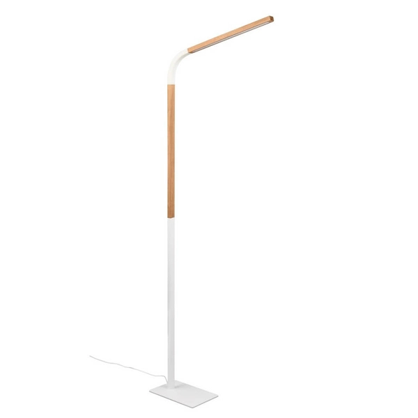 Drewniana lampa stojąca Norris 445210131 LED 14W 3000K z wtyczką biała