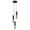 Sypialniana lampa wisząca Isidora PND-14290-3-BK-BRO tuby czarna mosiądz