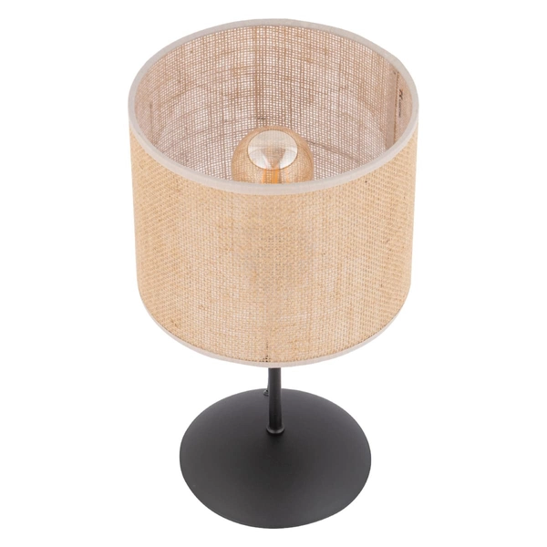 Jutowa lampka nocna Rondo 5100 TK Lighting okrągła czarna beżowa
