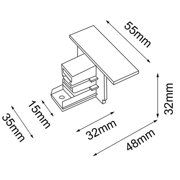 Zakończenie szyny podtynkowej 3-fazowej 6585 Shilo czarne