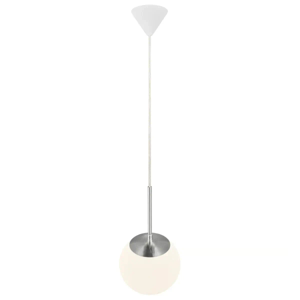 Wisząca lampa szklana kula CAFE 39563001 do salonu biały srebrny