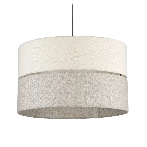 Lniana lampa zwisająca Eco 5773 tuba nad stół biały beżowy