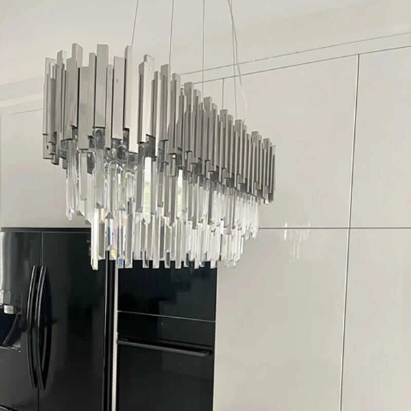 Salonowa lampa wisząca CGPIPORGANCRYSTLONG nad łóżko chrom