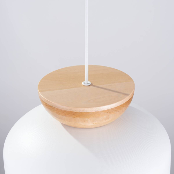 Wisząca lampa nad stół Marion SL.1350 kopuła kuchenna drewniana biała