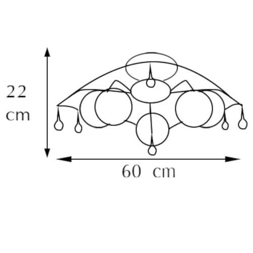 Jadalniana lampa sufitowa 1985/5 BL 8C nad stół chrom czarna