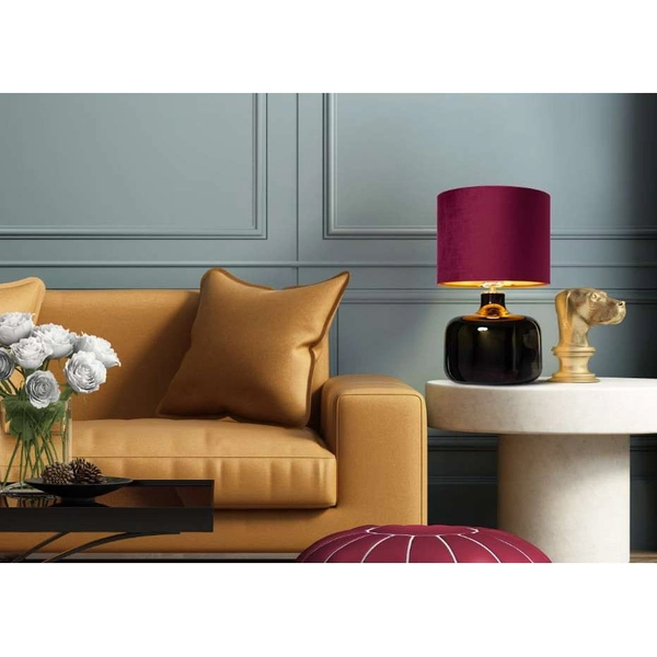 Stojąca LAMPA biurkowa LORA 41058111 Kaspa stołowa LAMPA abażurowa szklana klasyczna czarna bordowa