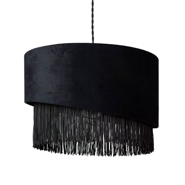 Materiałowa lampa wisząca Fonte ABR-LWAF-E27 Abruzzo aksamit czarny