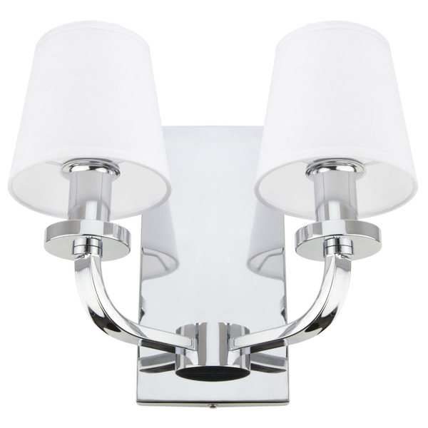 Abażurowy kinkiet salonowy NEW YORK W02503CH 2-płomienny chrom biały