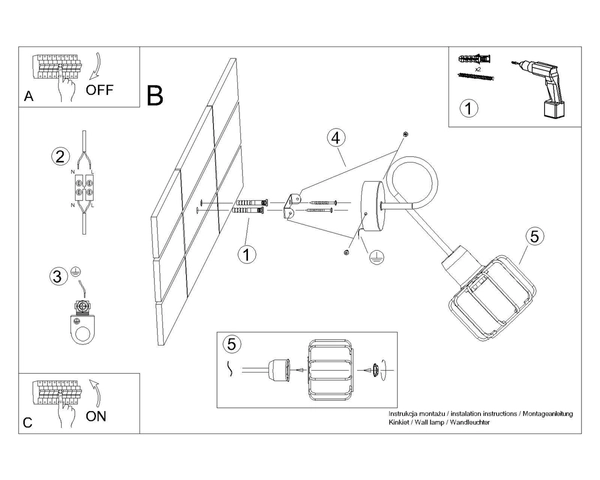 Kinkiet na wysięgniku Beluci SL.1117 Sollux druciany czarny