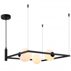 LAMPA wisząca GARETH MDM-3975/3 BK Italux metalowa OPRAWA ramka ZWIS szklane kule balls czarna