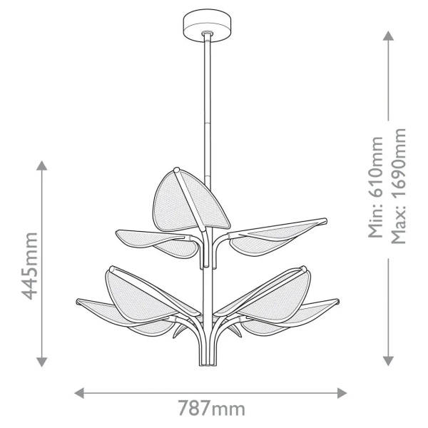Lampa wisząca nad wyspę Floriana QN-FLORIANA-8P-L-NBR LED 54W 2893K mosiądz