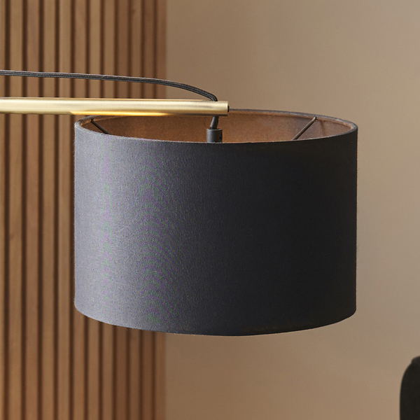 Biurkowa lampa loftowa L&-192625 Light& z abażurem czarna mosiądz